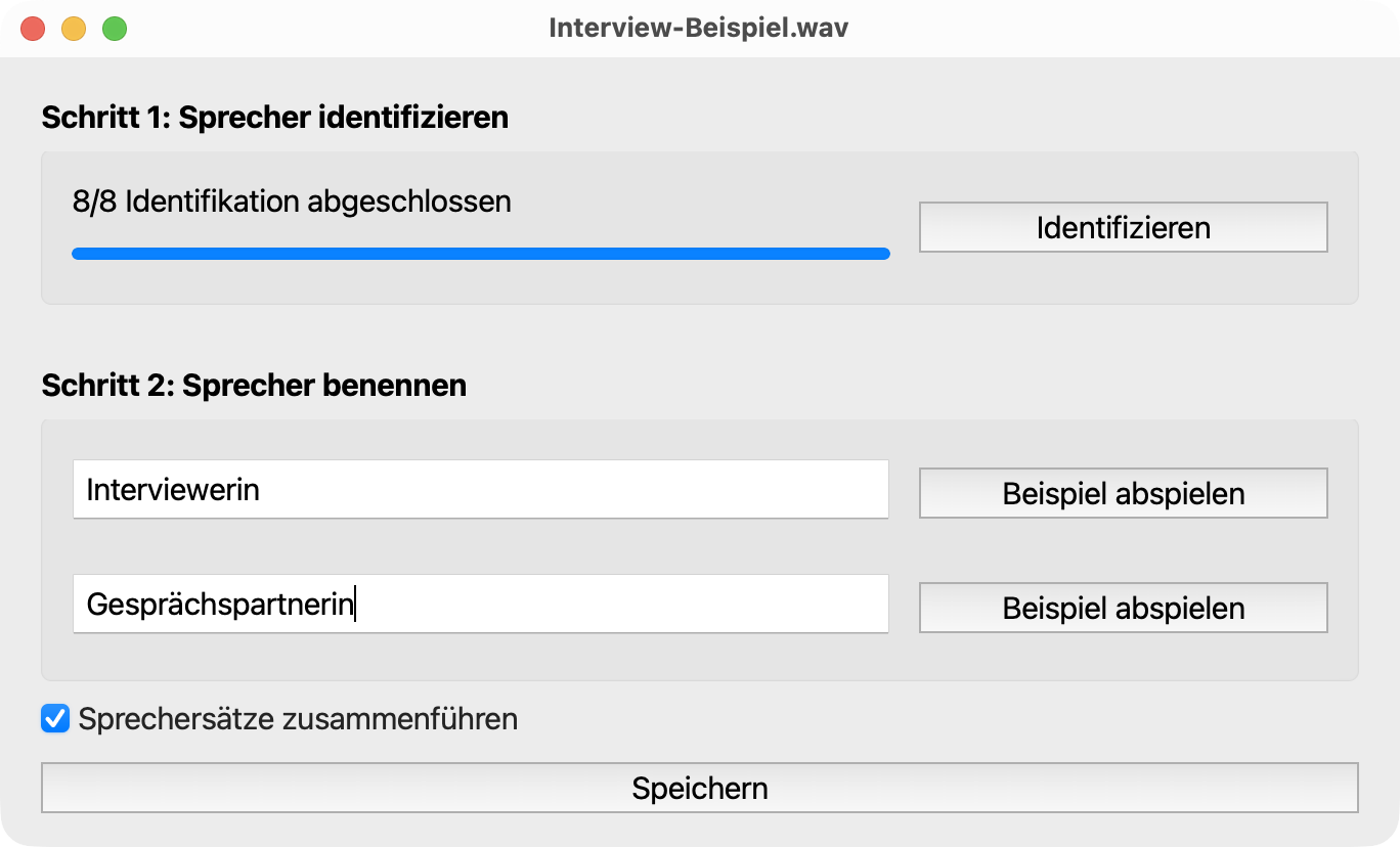 Fenster Sprecher identifizieren mit zwei benannten Sprecherinnen
